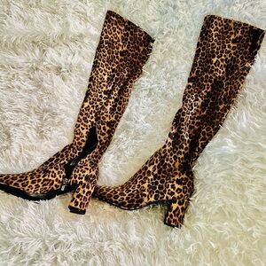 Marc Fisher Boots stretch leopard over the knee boots size 9M